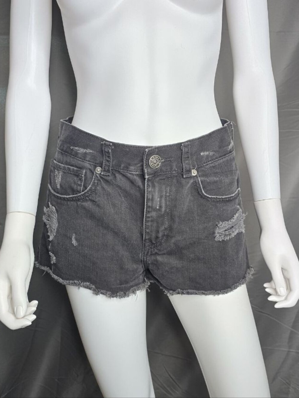 Express Women's Black Distressed Denim Cutoff Shorts